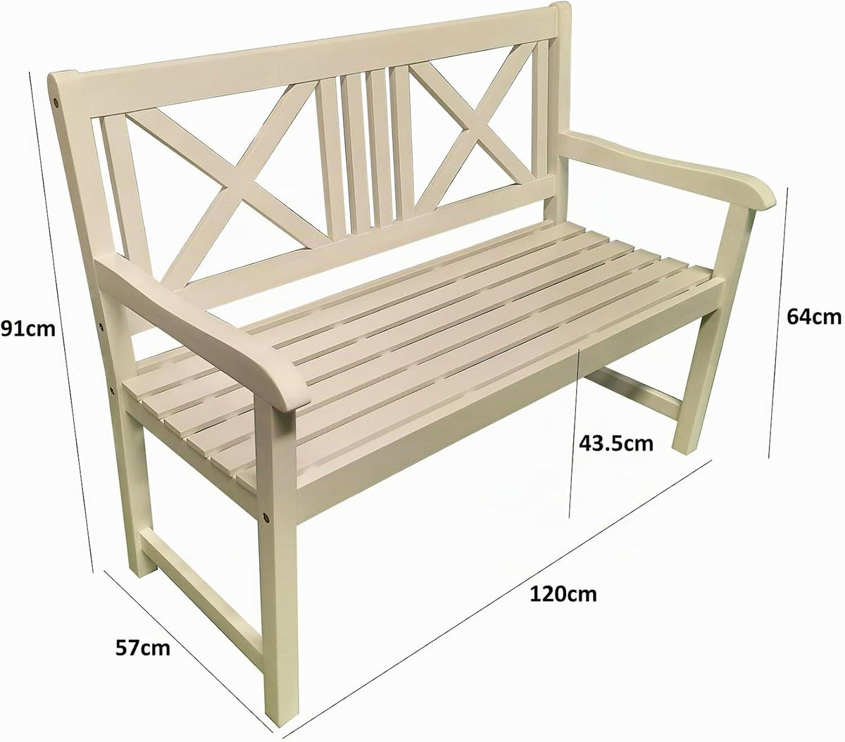 Banco de jardín metra, banco, banco de madera, blanco, banco de asiento, 2 plazas