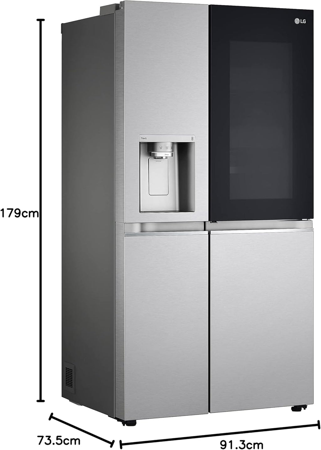 Frigorífico Side by Side LG GSGV81PYLL, Clase E, 635 L, Instaview, frigorífico con congelador, dispensador de hielo, hielo picado y agua, Total NoFrost, compresor Smart Inverter, Wi-Fi