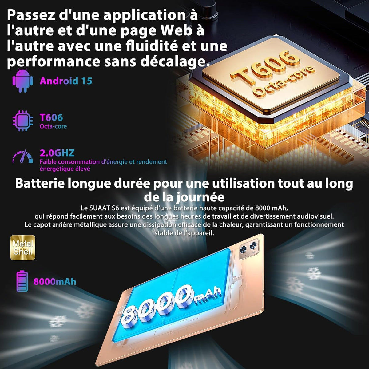 Tableta Android de 11 pulgadas, 24 GB de RAM, 256 GB de ROM (ampliable a 2 TB), Octa-Core, WiFi 5G+2.4G, Widevine L1, 13 MP+5 MP, Bluetooth 5.0, tableta táctil de 8000 mAh con funda - Dorado