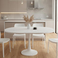 Mesa de comedor redonda extensible, 100/140x100x75 cm, mesa de comedor elíptica de madera para 2-8 personas, mesa de centro para cena, sala de estar y comedor (completamente blanca)