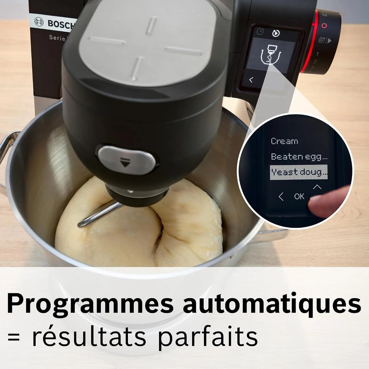 Bosch Robot kuchenny seria 6, 2 miski 5,5 l (stal nierdzewna, tworzywo sztuczne), waga zintegrowana, 7 programów automatycznych, 7 stopni, mieszadło planetarne, hak do zagniatania/miotła silikonowa