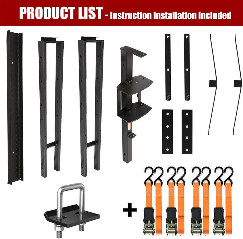 Portabicicletas para remolque, portamotos todoterreno, receptor de 5 cm/2", con rampa de carga, dispositivo de bloqueo antivuelco, soporte de moto de acero resistente para remolque