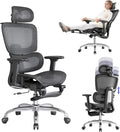 LarkLeaves Ergonomiczny Fotel Biurowy z Podnóżkiem Czarny L10 Lite