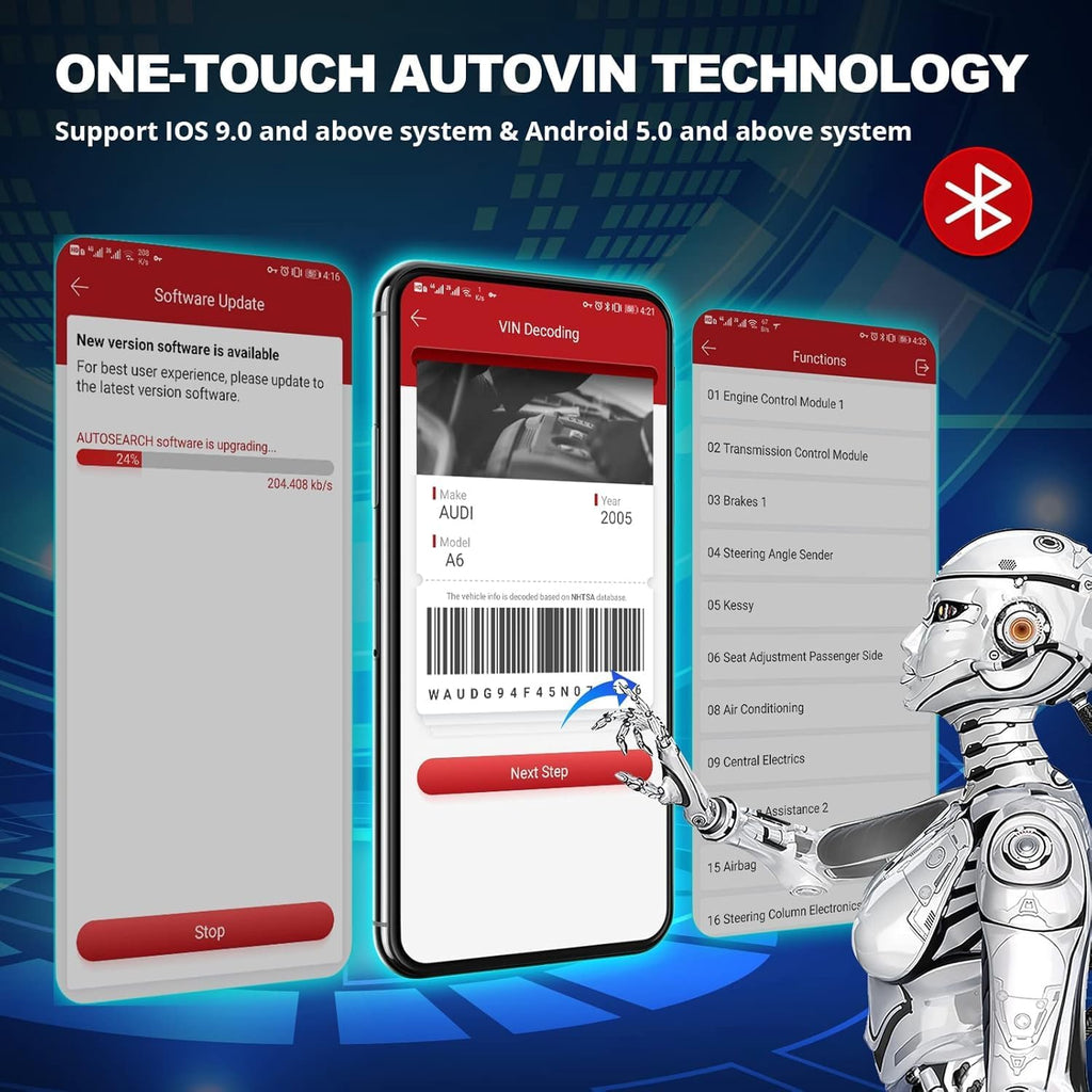 Escáner de diagnóstico para coche Thinkcar ThinkDiag 2, funciones OBD-II con 15 reinicios para sistemas completos, Bluetooth 5.0 compatible con protocolo CAN-FD, 1 año de actualización gratuita