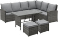 Conjunto de salón para jardín SVITA Monroe, muebles de salón de ratán sintético, grupo de asientos, gris