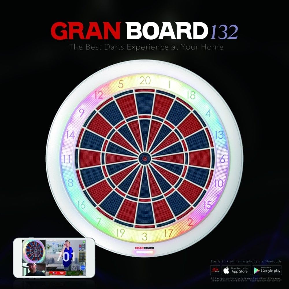Diana electrónica inteligente GranBoard 132, tamaño de torneo, color negro, con conectividad a la aplicación y modos multijugador