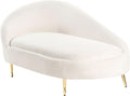 Chaiselongue Beliani izquierda bouclé crema blanco acolchado con estructura de metal dorado Valreas