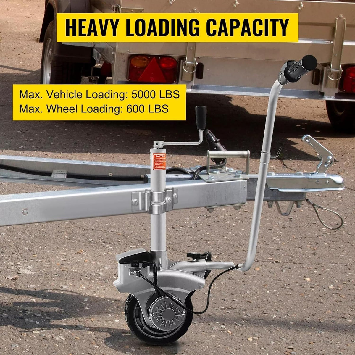 Rueda jockey eléctrica, carrito de remolque eléctrico, carga máx. de 2268 kg, desplazador de remolque, 12V/350W, dispositivo de maniobra para remolques de barcos