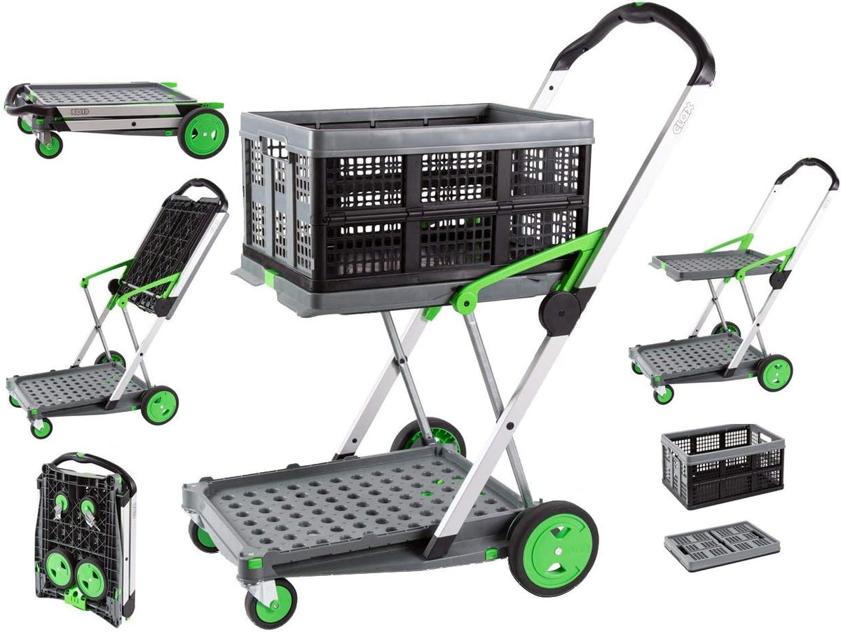 Carros plegables, funcionales y versátiles | Carro plegable móvil | Carrito de la compra con caja de almacenamiento (negro)