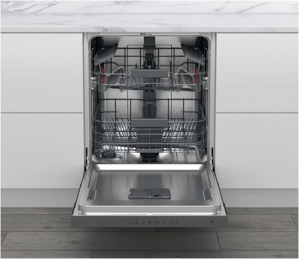 Lavavajillas integrable Whirlpool WBC3C26X - Lavavajillas integrable 60 cm - Clase A++ / 46 decibelios - 14 cubiertos - Integrable con panel de control a la vista: Inox