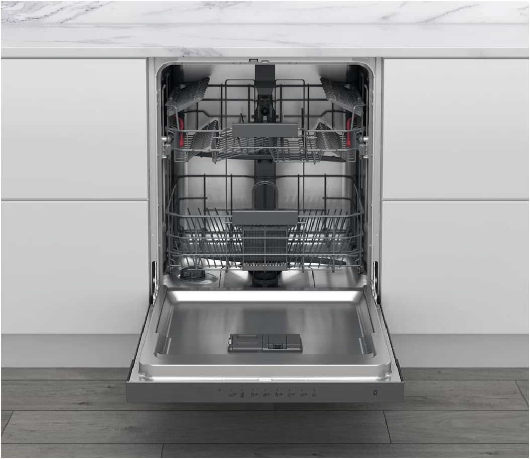 Lavavajillas integrable Whirlpool WBC3C26X - Lavavajillas integrable 60 cm - Clase A++ / 46 decibelios - 14 cubiertos - Integrable con panel de control a la vista: Inox