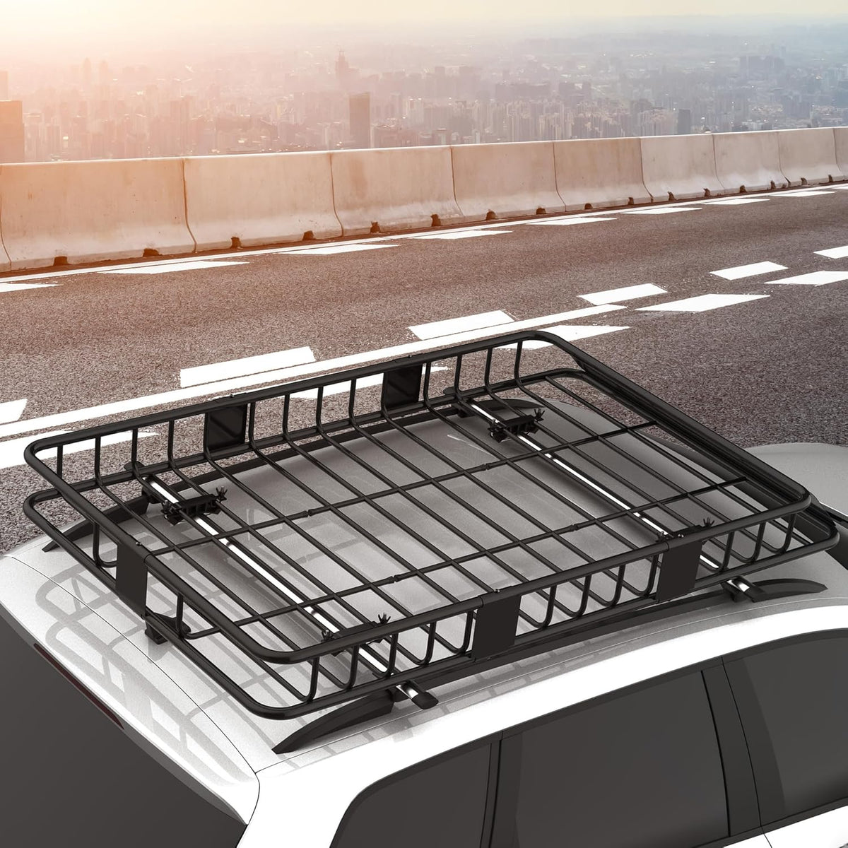 HOMCOM Portaequipajes para coche, baca de techo ajustable en longitud de 109 a 162 cm, carga máx. 100 kg