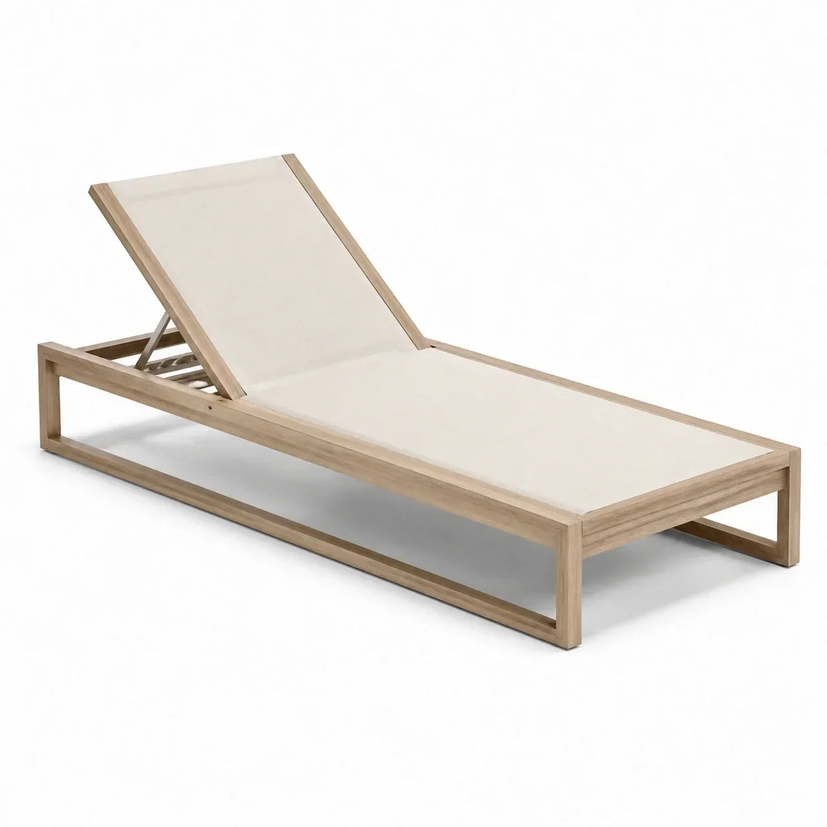 Tumbona de jardín de madera de teca y poliéster beige 200x70x35 cm