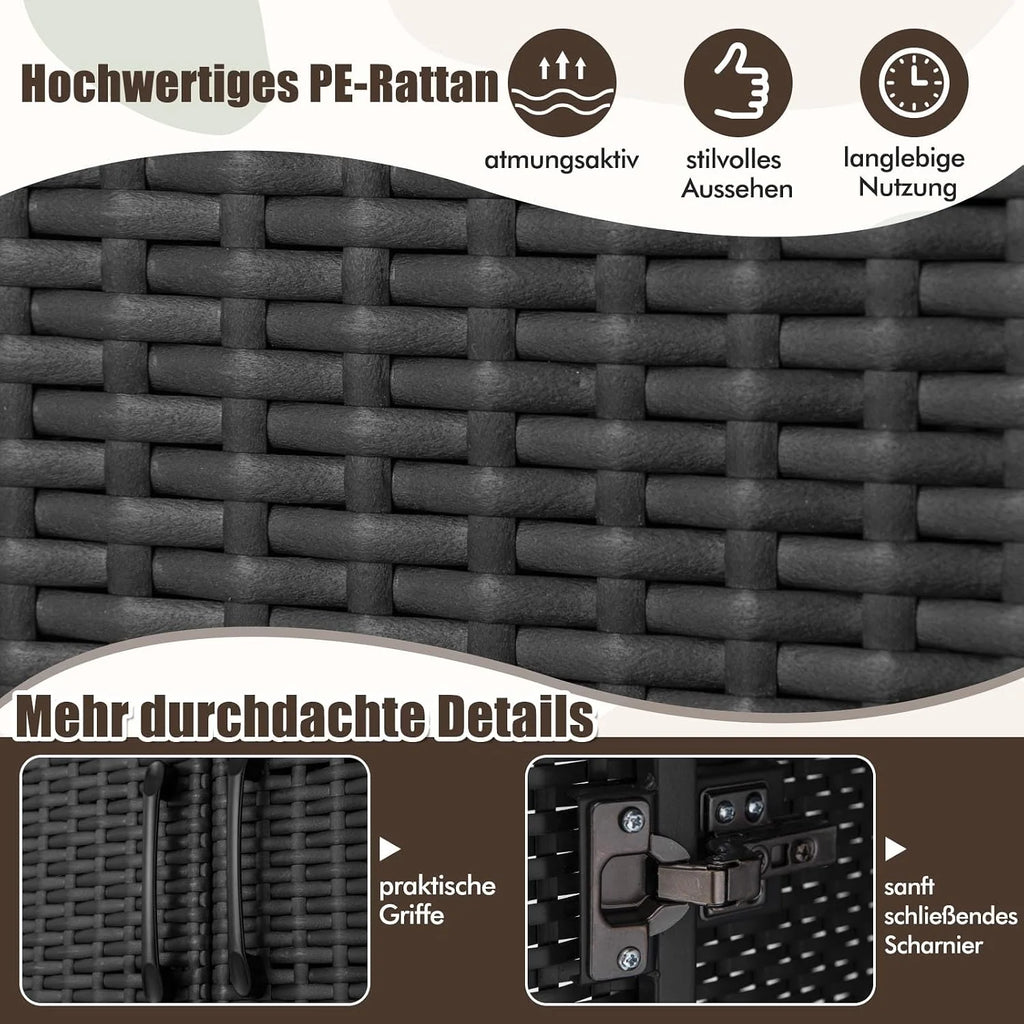 COSTWAY Szafka ogrodowa, rattanowa, szafa na ubrania, szafka do przechowywania na zewnątrz, z drążkiem wiszącym i 2 drzwiami, odporna na warunki atmosferyczne, szafa tarasowa, szafka na narzędzia do