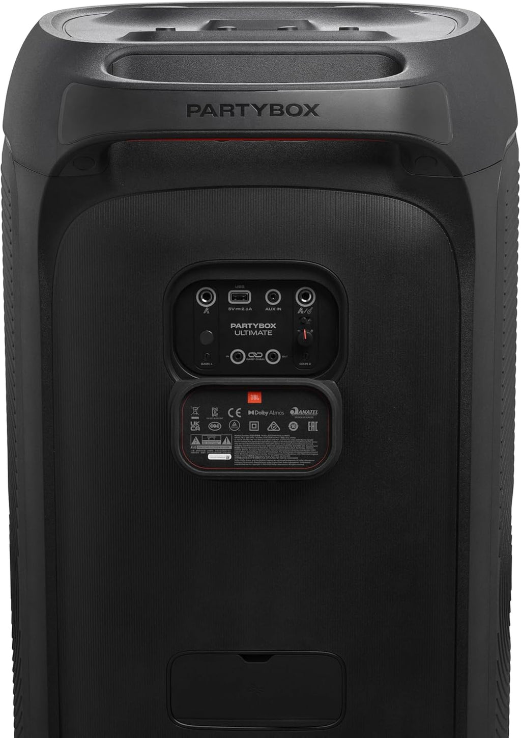 JBL Partybox Stage 120 en negro: altavoz Bluetooth portátil con sonido JBL Pro, espectáculo de luces, refuerzo de sonido con IA y asa telescópica: 12 h de autonomía