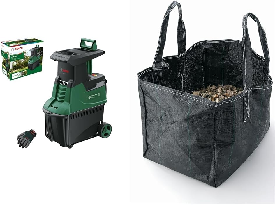 Trituradora de turbina Bosch AXT 25 TC (2500 W; adecuada para madera y residuos de jardín duros; incluye guantes de jardinería; caja colectora integrada de 53 l; en caja de cartón) – Edición