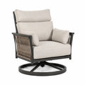 Sillón giratorio de exterior con estructura de aluminio y columpio de poliéster, beige