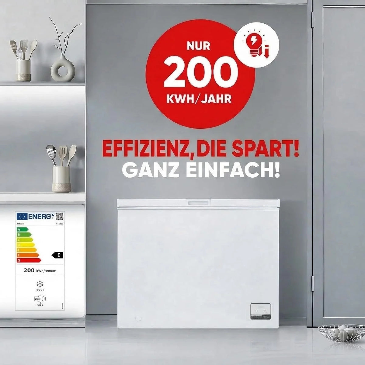 PKM GT300E zamrażarka/pojemność 299 litrów / 41 dB/tryb podwójny: zarówno chłodzenie, jak i zamrażanie/łącznie z dodatkowym koszem drucianym/4-gwiazdkowa komora zamrażania/wolnostojąca