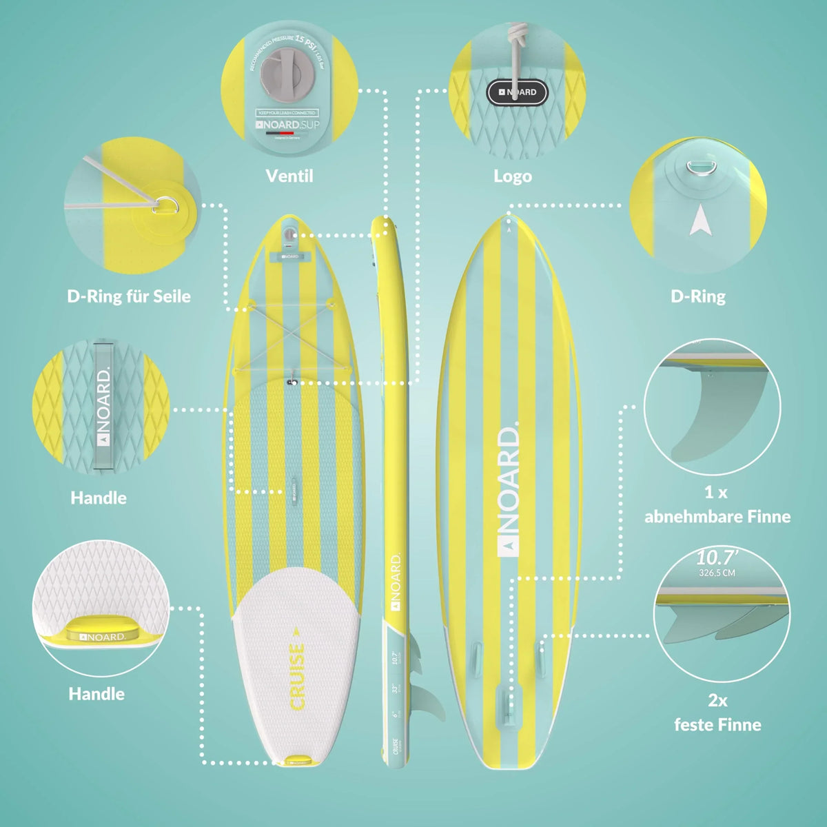 Tabla de SUP inflable de 326 cm, doble capa de punto de caída (drop-stitch), 85 cm de ancho, hasta 140 kg, con remo, bomba, mochila y bolsa estanca.