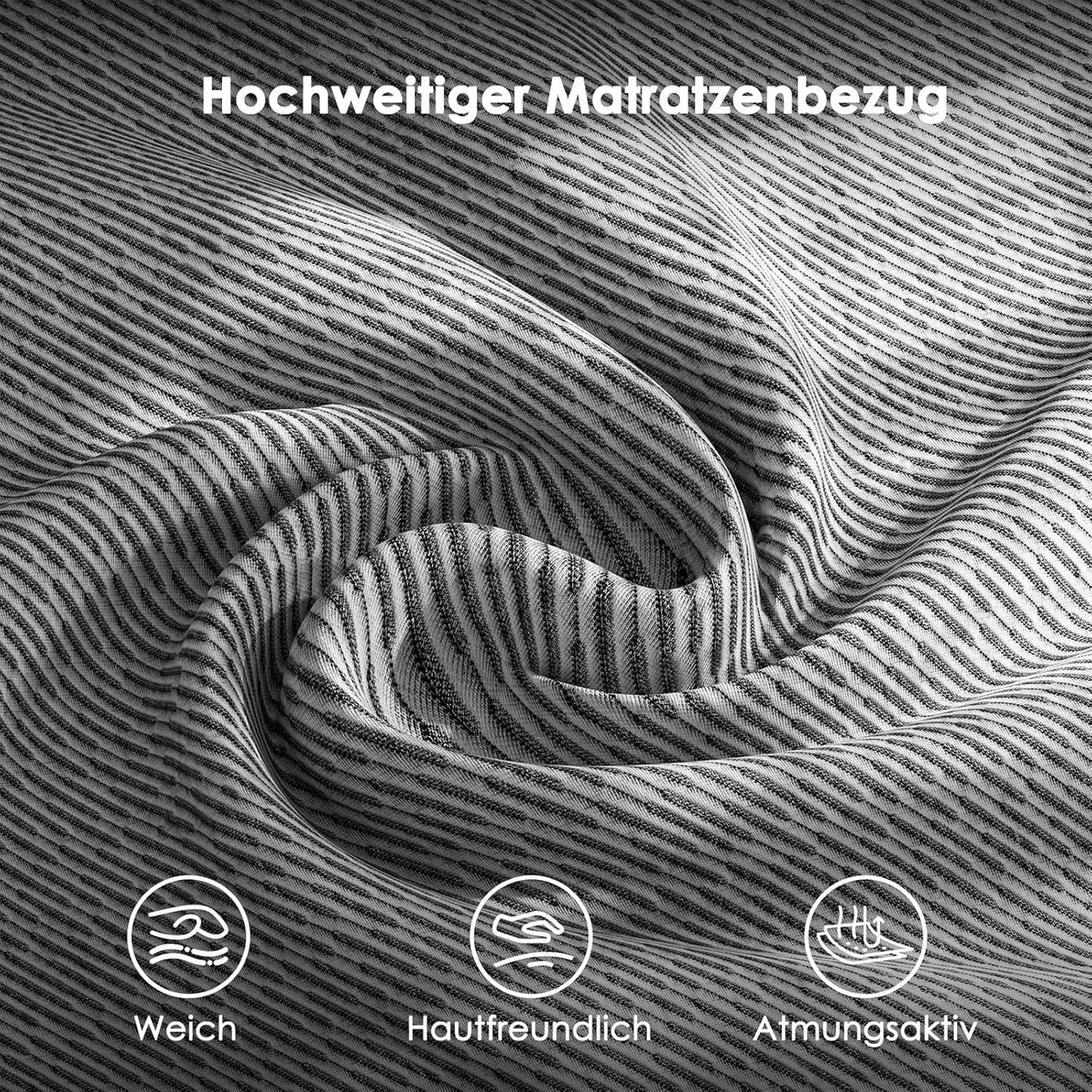 PERLECARE Topper 180 x 200 cm - 7,5 cm wysokość twardy topper na materac, twardości H3 H4 pianka żelowa z wysokiej jakości osłoną materacy, certyfikowany przez Oeko-Tex topper na materac do łóżka