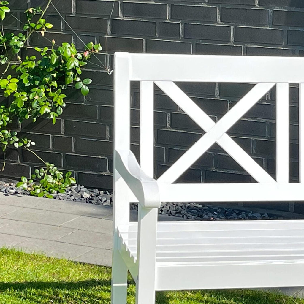 Banco de jardín metra, banco, banco de madera, blanco, banco de asiento, 2 plazas
