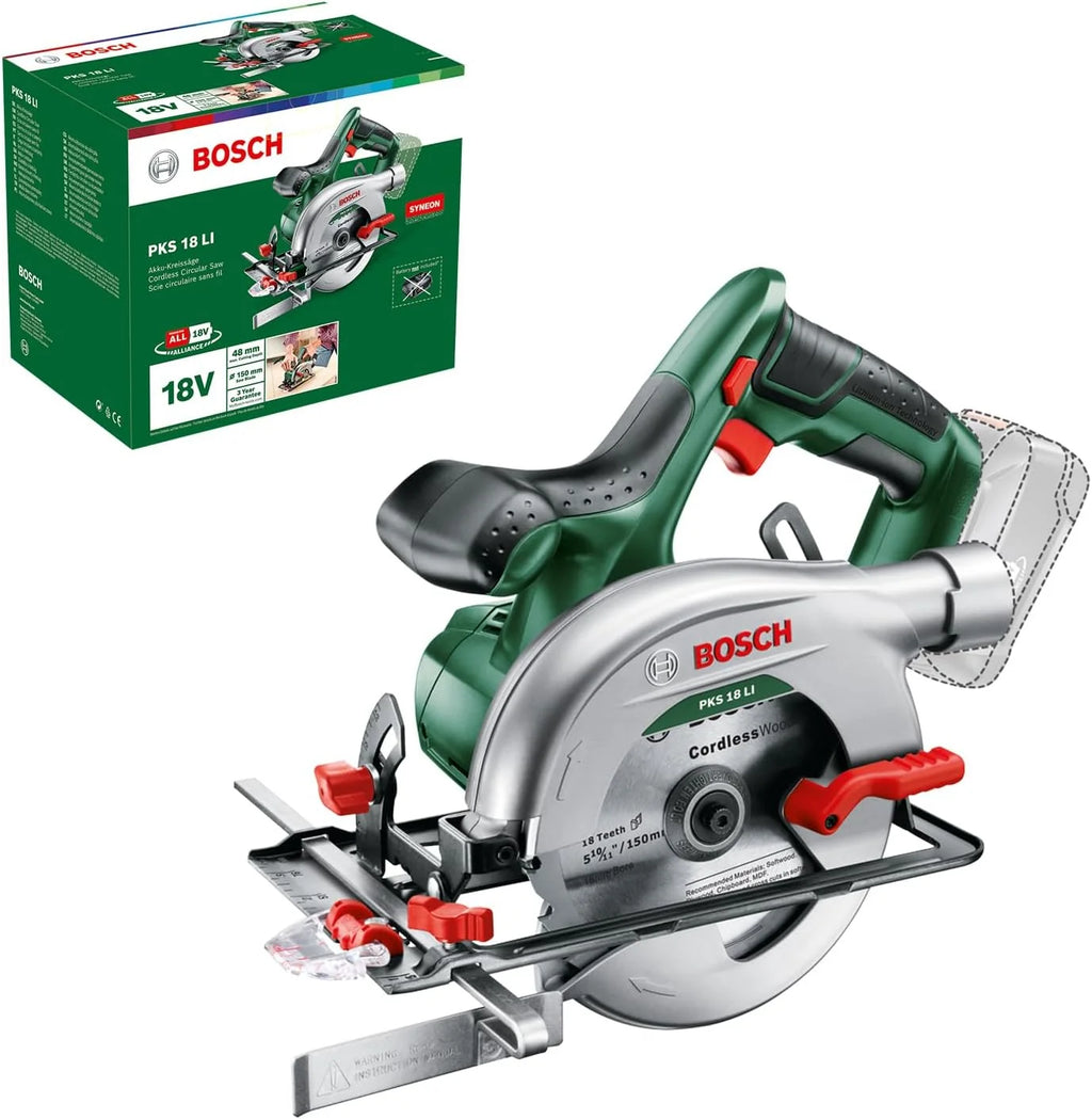 Bosch Akumulatorowa pilarka tarczowa PKS 18 LI (bez akumulatora, system 18V, opakowanie kartonowe)