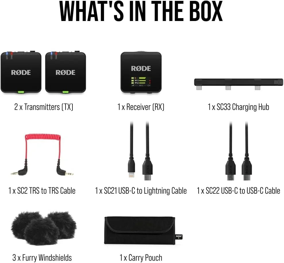 Micrófono inalámbrico Wireless GO de 3.ª generación con grabación en coma flotante de 32 bits, transmisión de 2,4 GHz, conexión USB-C y accesorios de centro de carga