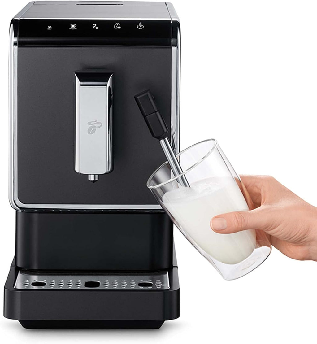 Cafetera automática Tchibo Esperto Latte con función de espumado de leche para Caffè Crema, Espresso y especialidades de café, antracita