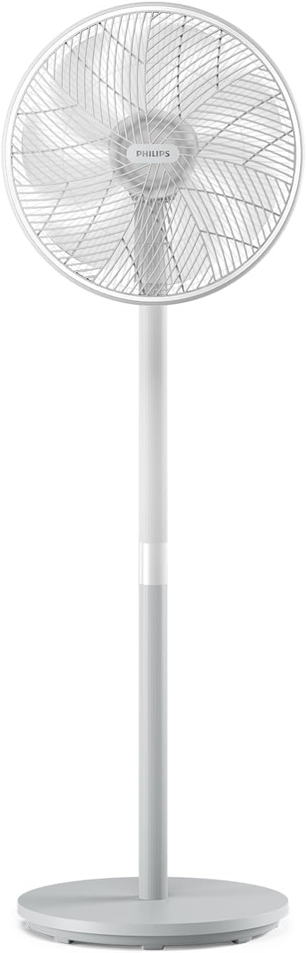 Ventilador PHILIPS Serie 2000. Potente y súper silencioso con tecnología SilentWings. 19 dB. Ventilador 2 en 1 de mesa y pie. Inclinación y oscilación ajustables. Temporizador de 12 horas. Blanco (CX2550/00)