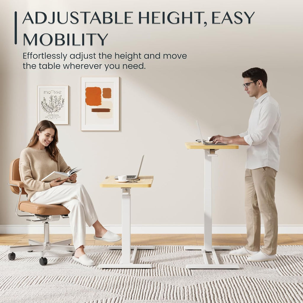 Mesa auxiliar FLEXISPOT: mesa para portátil y mesa de cama flexible con tablero inclinable, altura ajustable y móvil, ideal para sofá, cama y momentos de lectura (Arce, 80x40cm)