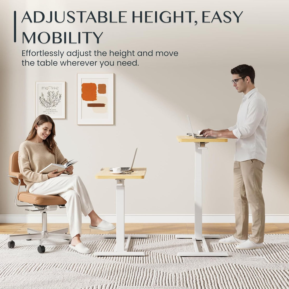 Mesa auxiliar FLEXISPOT: mesa para portátil y mesa de cama flexible con tablero inclinable, altura ajustable y móvil, ideal para sofá, cama y momentos de lectura (Arce, 80x40cm)