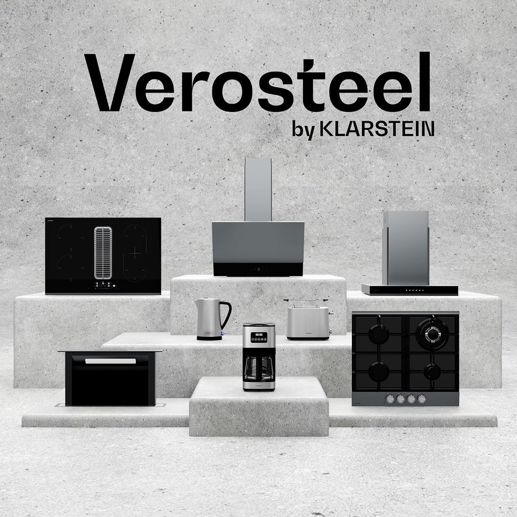 Klarstein Okap kuchenny, Verosteel 45 cm – okap skośny, 624 m³/h, energooszczędny A++, dotykowy, LED, cichy, ze stali nierdzewnej i szkła, filtr przystosowany do mycia w zmywarce