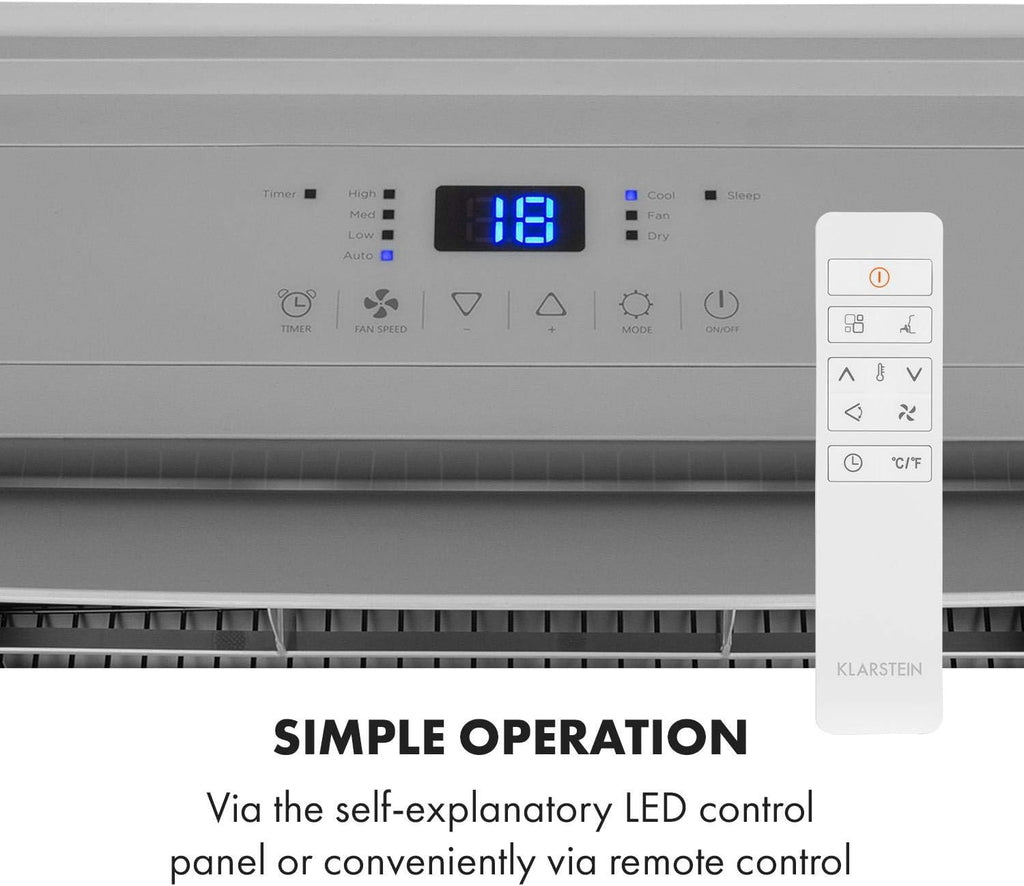 KLARSTEIN Grandbreeze Pro 14K – Aire acondicionado portátil, deshumidificador, ventilador, 3 velocidades, 14000 BTU/1,65 kW, habitación: 42 a 68 m², flujo: 460 m³/h, eficiencia energética A – Blanco