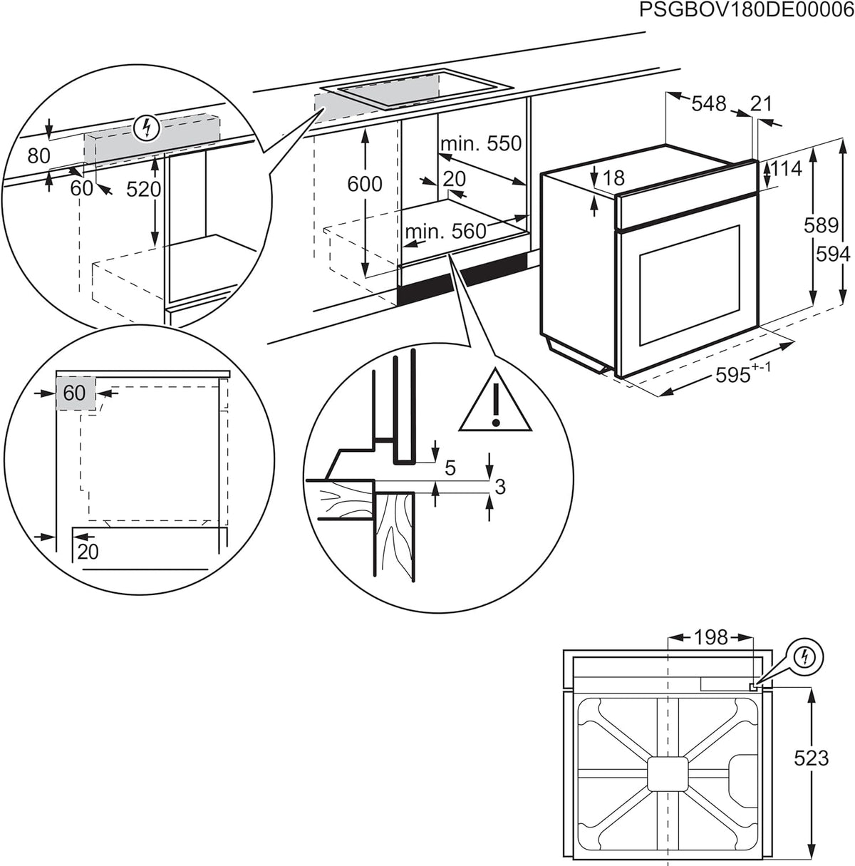 Horno empotrable AEG – Serie 5 Aire caliente circular: resultados de cocción uniformes en 3 niveles – Autolimpieza por pirólisis – 25 programas automáticos – Pantalla táctil LED – Calentamiento rápido – Negro – BPE53516AB