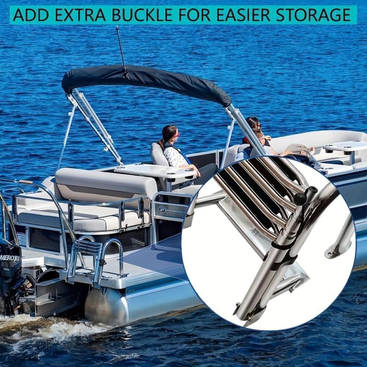 Escalera de barco plegable de acero inoxidable de 4 peldaños para barco, piscina y yate, con peldaños antideslizantes, pasamanos y capacidad de carga de 150 kg