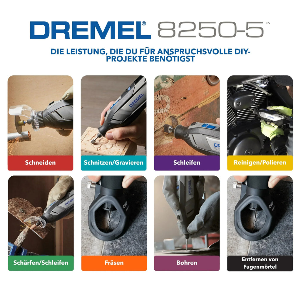 Herramienta rotativa inalámbrica DREMEL 8250 de 12V sin escobillas, 5.000 a 30.000 rpm, 65 accesorios, 2 baterías y cargador