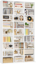 Estantería para libros FirFurd de 190 cm, estante para CD con 27 compartimentos, soporte para CD ajustable en altura, estantería de pie, separador de ambientes para sala de estar, estudio, blanco