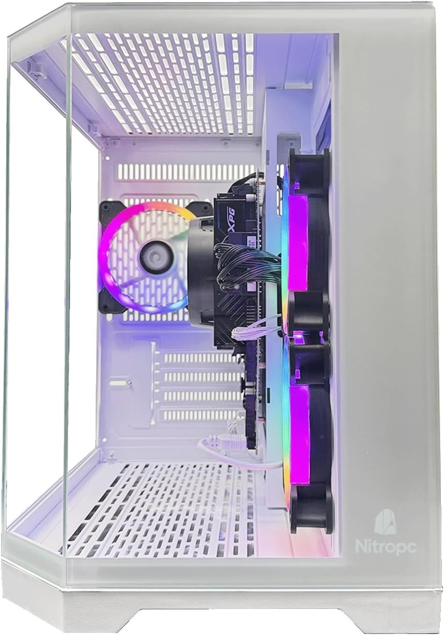 NitroPC - Pack Bronze Plus | PC Gaming Completo (AMD Ryzen 5 5655G 6/12 4,6 GHz, RX Vega 7, RAM 16 GB, M.2 1 TB, Windows 11 Pro, RGB | WiFi, monitor 24", teclado, ratón, auriculares) PC de sobremesa (Blanco)