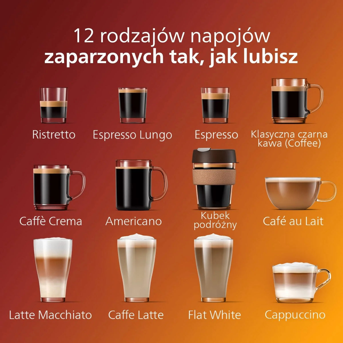 Philips Automatyczny Ekspres do Kawy 5400, LatteGo, 12 Napojów, Czarny