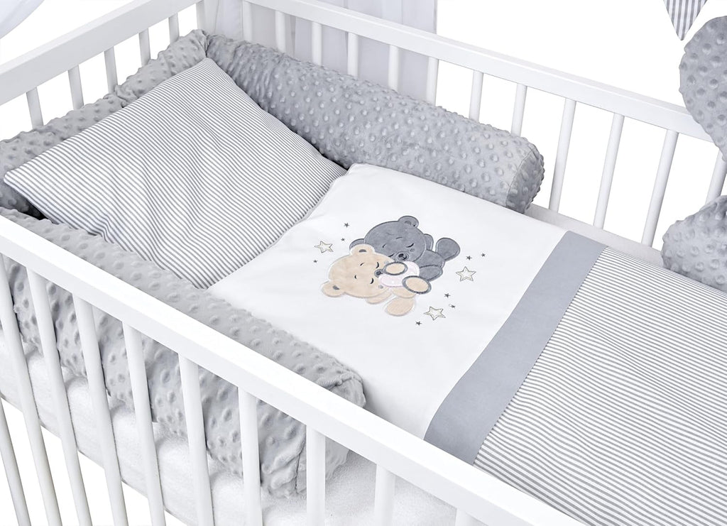 Set completo de cuna Baby Delux, cama casita de 60x120 cm, color blanco, con cajón, barrera anticaídas, colchón, ropa de cama y set de decoración (Prince Stars)