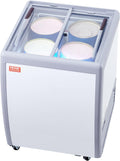 Vitrina comercial para helados VEVOR, arcón congelador de 158 L, congelador móvil con tapa de cristal, vitrina para heladería de restaurante con 4 recipientes grandes, 2 puertas correderas de cristal, ruedas bloqueables, blanco