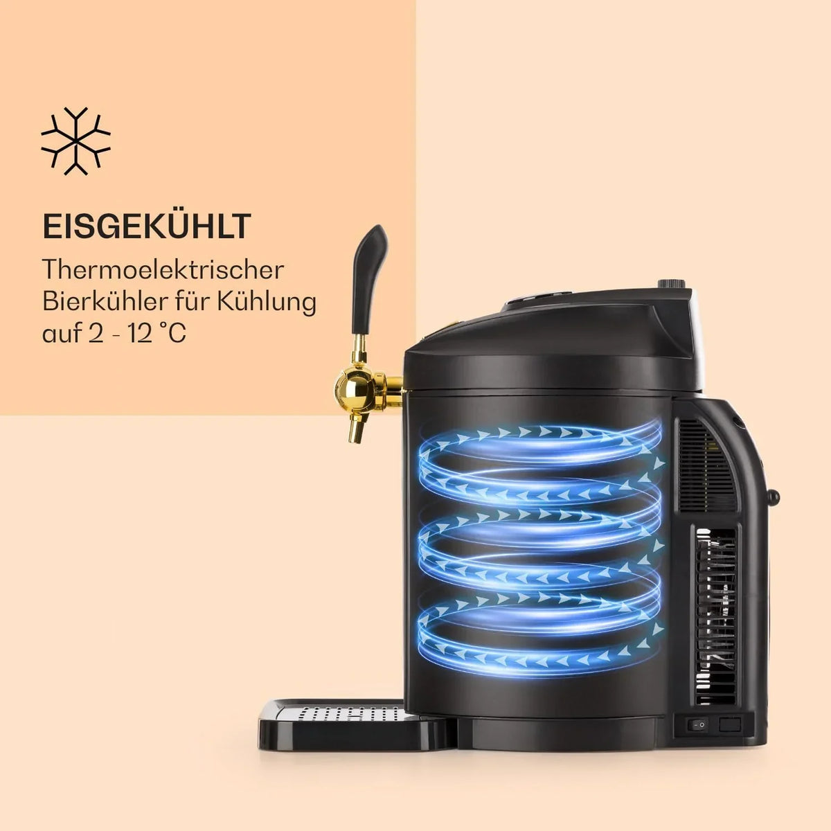 Grifo de cerveza con refrigeración Skal, sistema de barril de 5 litros, enfriador de cerveza integrado, 2-12 °C, refrigeración termoeléctrica, sistema de presión de CO2