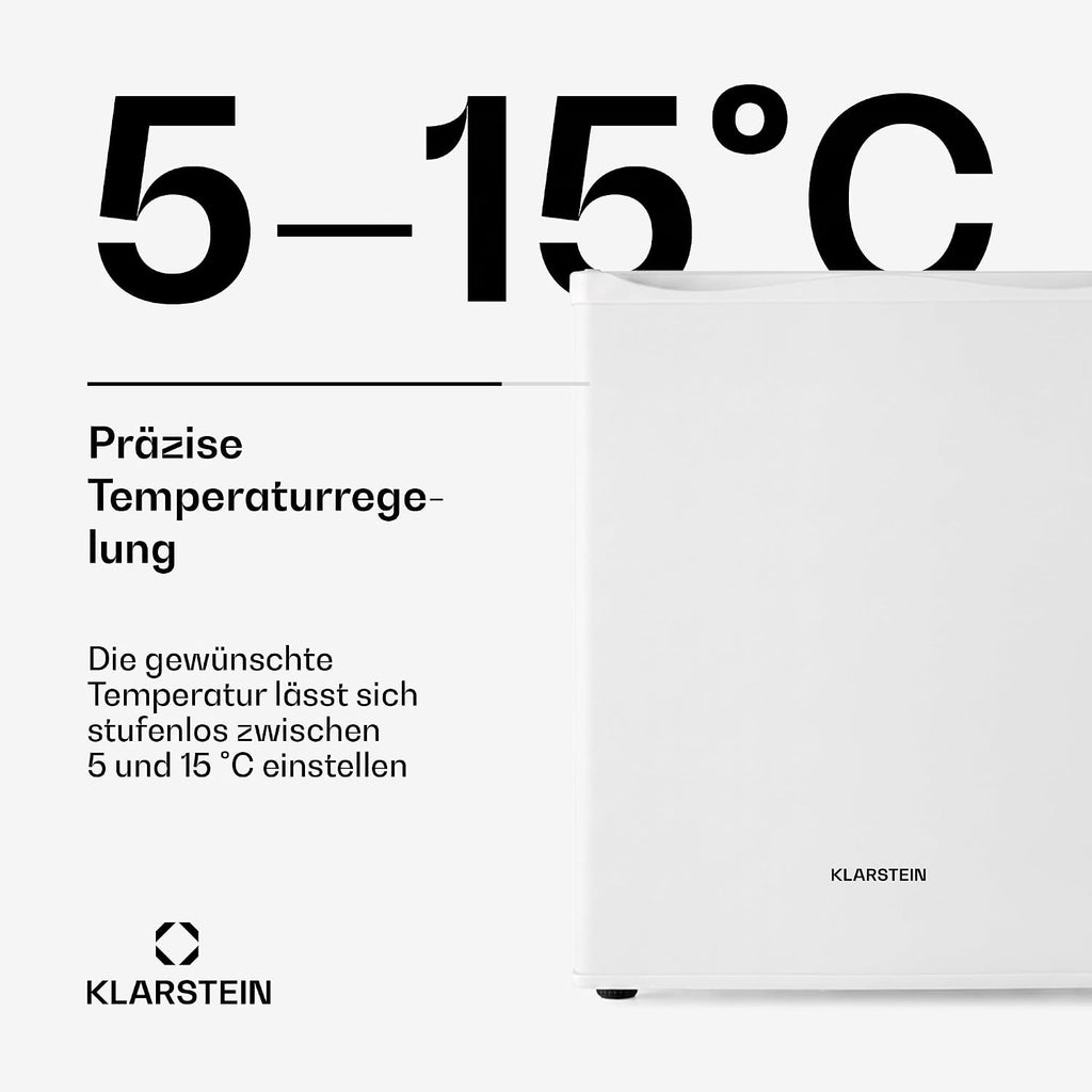 Mini refrigerador Klarstein para habitaciones, mininevera de 30 L para bebidas y cosméticos, minibar pequeño, refrigerador pequeño y silencioso, estantes ajustables, pequeño refrigerador para cuidado de la piel 5-15 °C