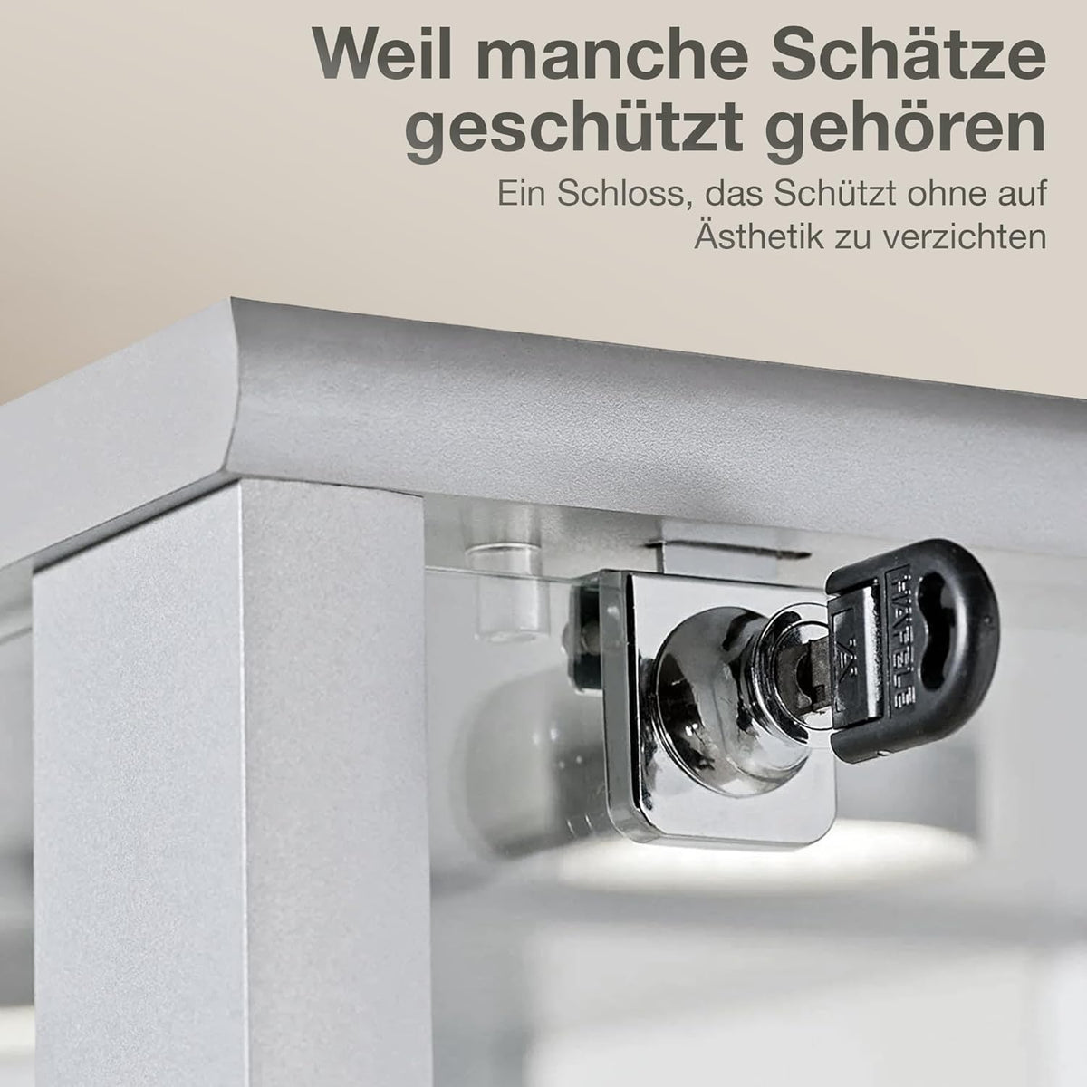 Vitrina de cristal de 2 puertas (176x67x33 cm) - Fabricada en Alemania - Vitrina de pie negra con 4 estantes de cristal ajustables, espejo, cerradura y LED - Vitrina de cristal de pie - Coleccionista