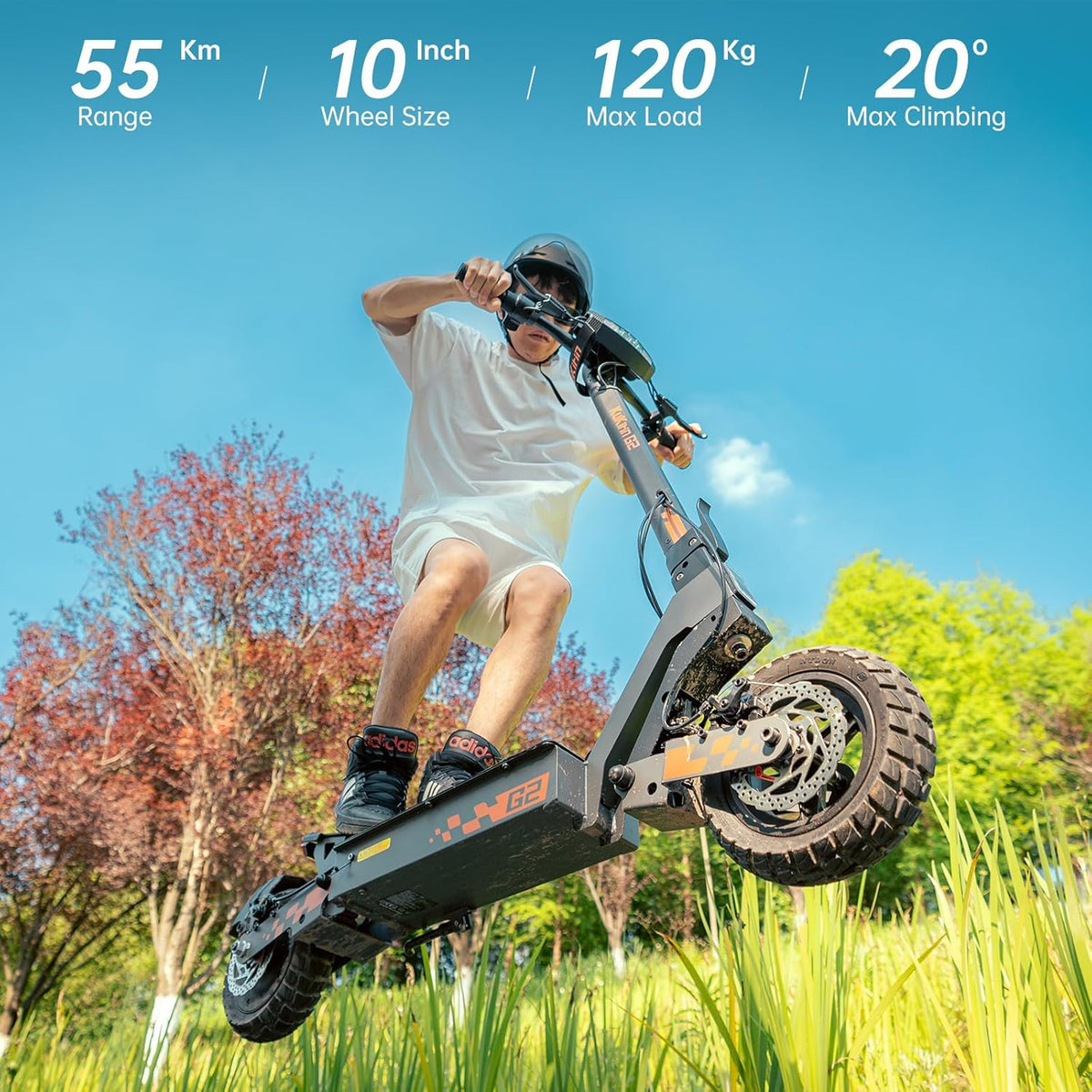 Patinete eléctrico Kukirin G2, autonomía de 55 km, scooter eléctrico, patinete eléctrico de 10"