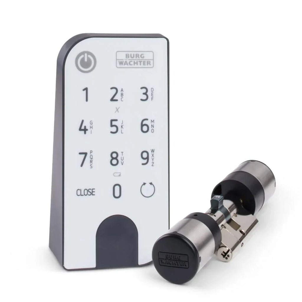 BURG-WÄCHTER Cerradura electrónica para puerta ENTRYeasy 7601 PIN, cilindro, teclado, aplicación, código PIN, llave inalámbrica, negro, acero inoxidable