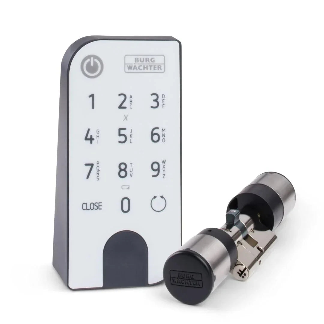 BURG-WÄCHTER Cerradura electrónica para puerta ENTRYeasy 7601 PIN, cilindro, teclado, aplicación, código PIN, llave inalámbrica, negro, acero inoxidable