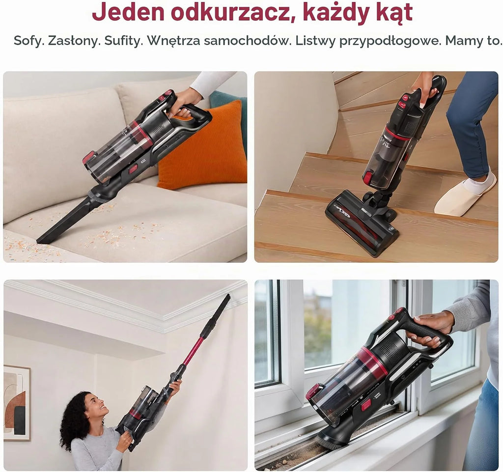 FAMIVAC FV3 Bezprzewodowy Odkurzacz Pionowy 60KPa/50Min/120㎡, Składana Rura, Samostojący, Antyplątaninowa Szczotka, Zielone LED, Odkurzacz Ręczny do Podłóg/Dywanów/Sierści