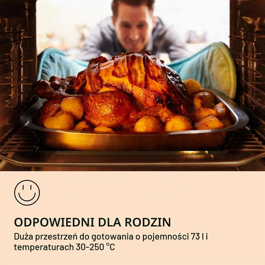 Klarstein Piekarnik do zabudowy z 11 trybami, Piekarnik z wtyczką, z funkcją rozmrażania i grilla, 73L ze sterowaniem aplikacją i pokrętłem, elektryczny czarny