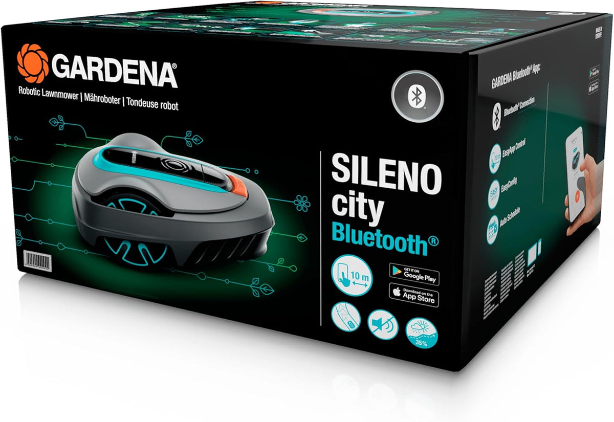 Robot cortacésped Gardena SILENO minimo 250 m²: cortacésped inteligente con conectividad óptima, programable mediante la aplicación Gardena Bluetooth, versión alemana (15201-20)